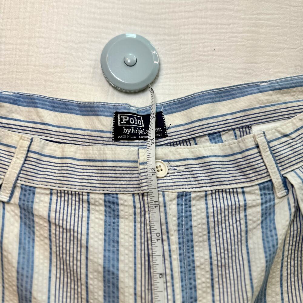 Polo Ralph Lauren Seersucker Shorts Tyler Blue White Stripes Men’s 42 VTG Preppy - Picture 9 of 15
